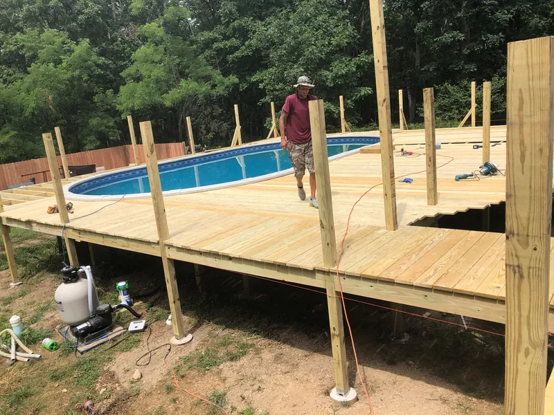 Large pool deck under construction