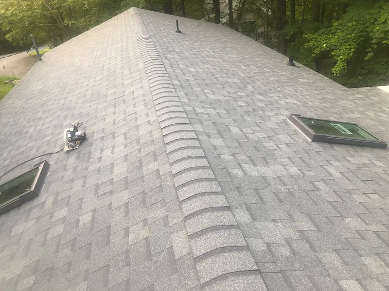 Shingle roof replacement with skylights